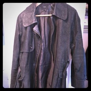 Leather jacket mid length